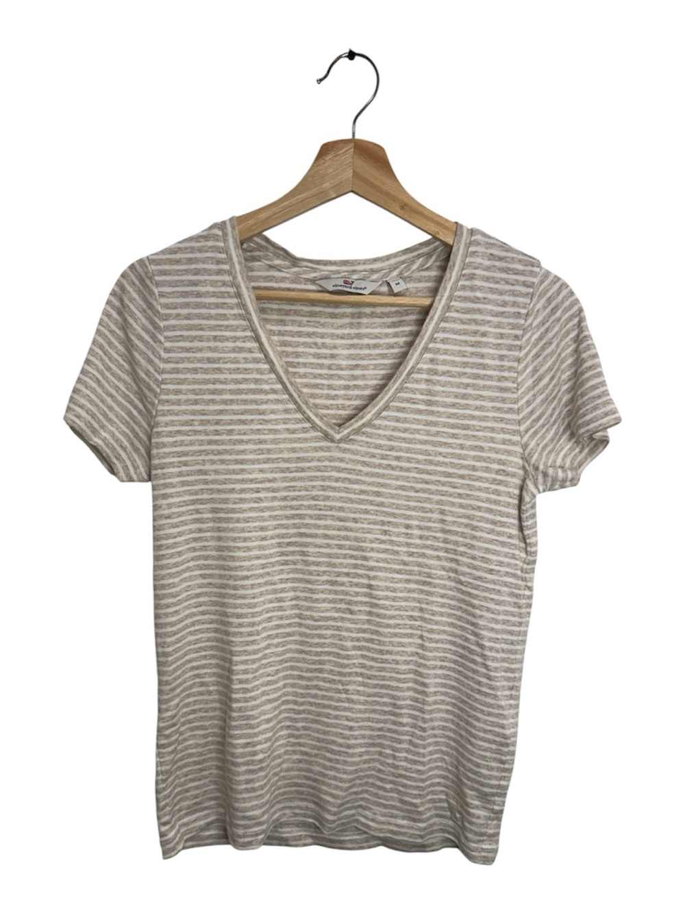 Vineyard Vines Striped V-Neck Tee Medium Coastal Preppy Quiet Luxury Orig $48